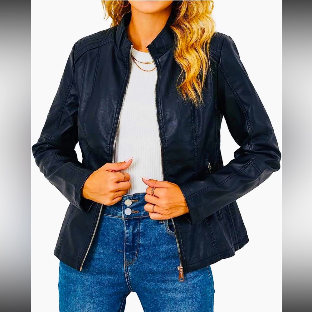 Bellivera Women Faux Leather Jacket